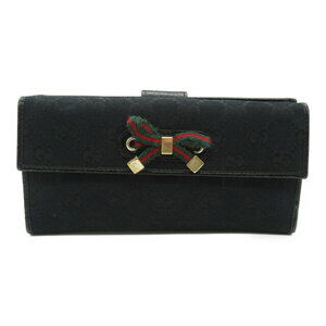 Gucci hook long wallet bifold GG canvas black